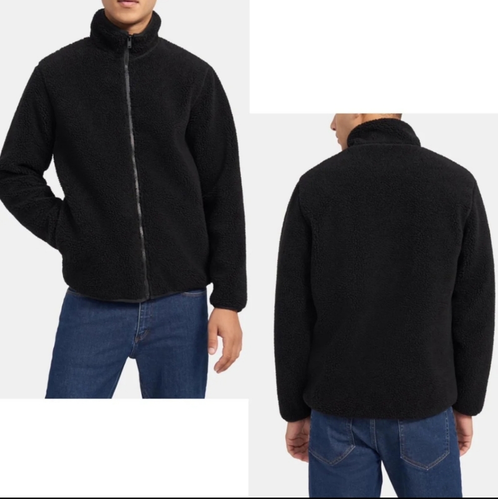 Theory Classon Black Glacial Fleece Bomber Jacket
